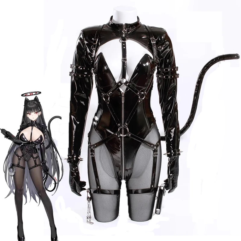 Game Blue Archive Tsukatsuki Rio Cosplay Costumes Women Sexy Leather Bodysuit Ears Tails Halloween Carnival Party Clothes