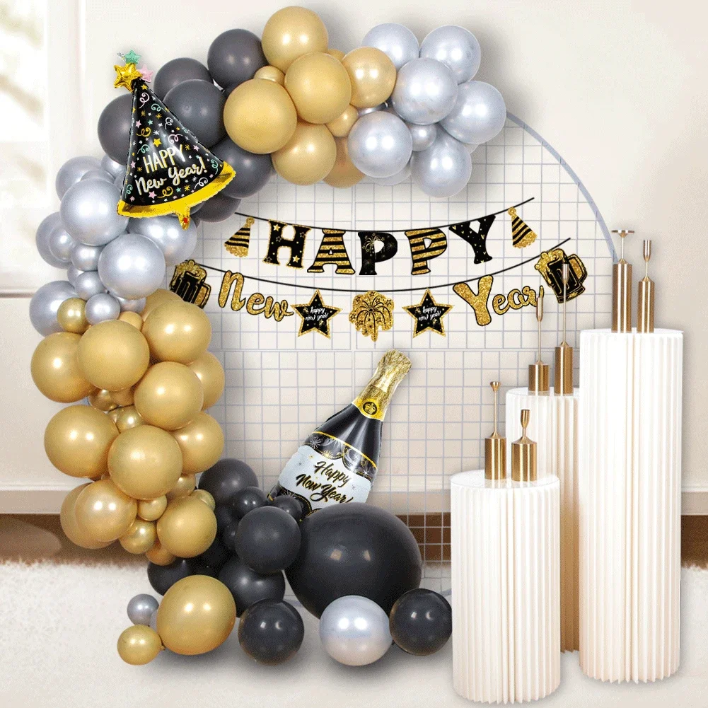 新年のパーティー用の装飾バルーン,ラテックス,アルミニウムフィルム,丸い旗付き,ワインボトル,卸売