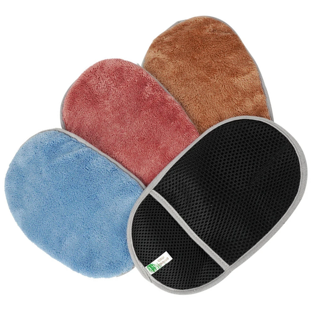 

4pcs Car Washing Mitt Coral Fleece Mesh Cleaning Gloves Scratch-Free For Auto Body Glass Exterior Wash Mitten Tools