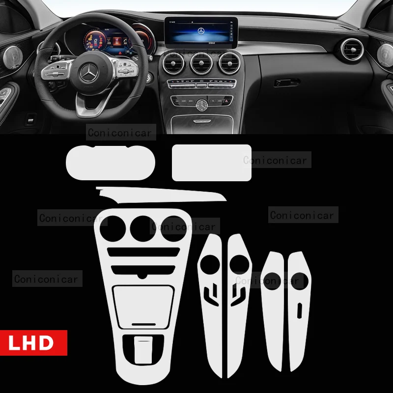 For Merceds Benz GLC X253 2020-2022 Car Gearbox Panel Film Dashboard Protective Sticker Interior Anti-Scratch Film Accessories