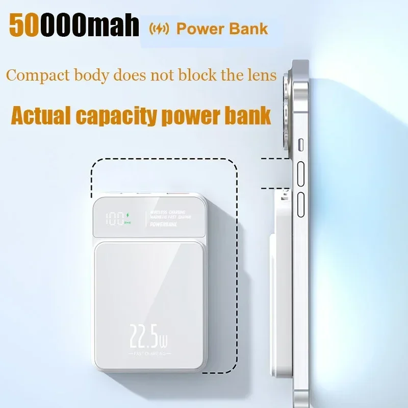 For Xiaomi power bank 50000mAh wireless magnetic power bank Magsafe 22.5W super fast charging suitable for iPhone Samsung Huawei