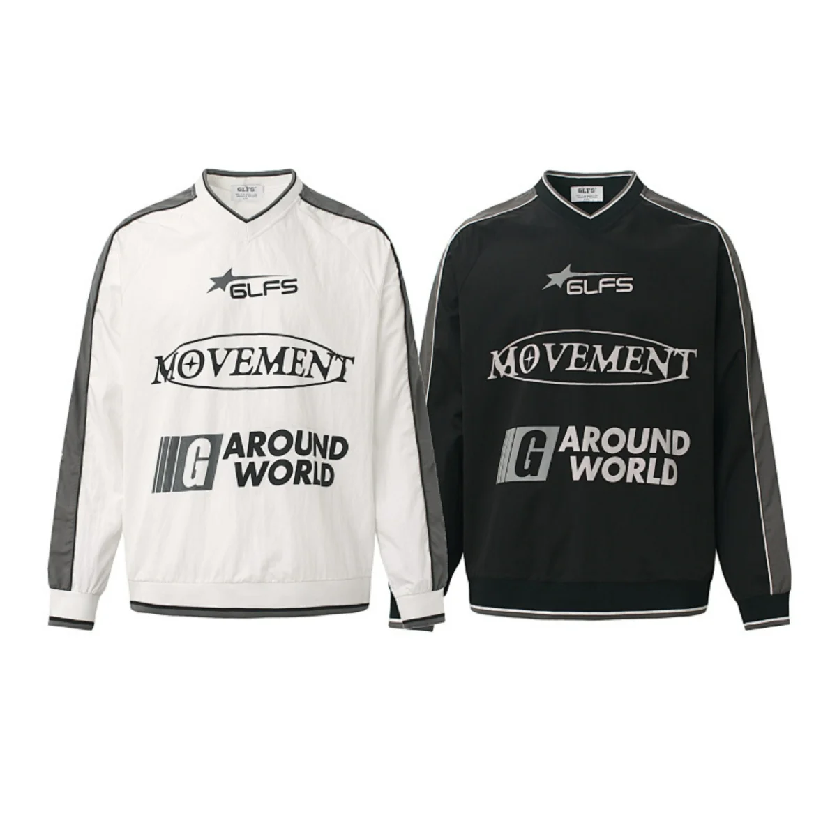 2025s American Fashion Waterproof outdoor patchwork letter sport style printed V-neck hoodie