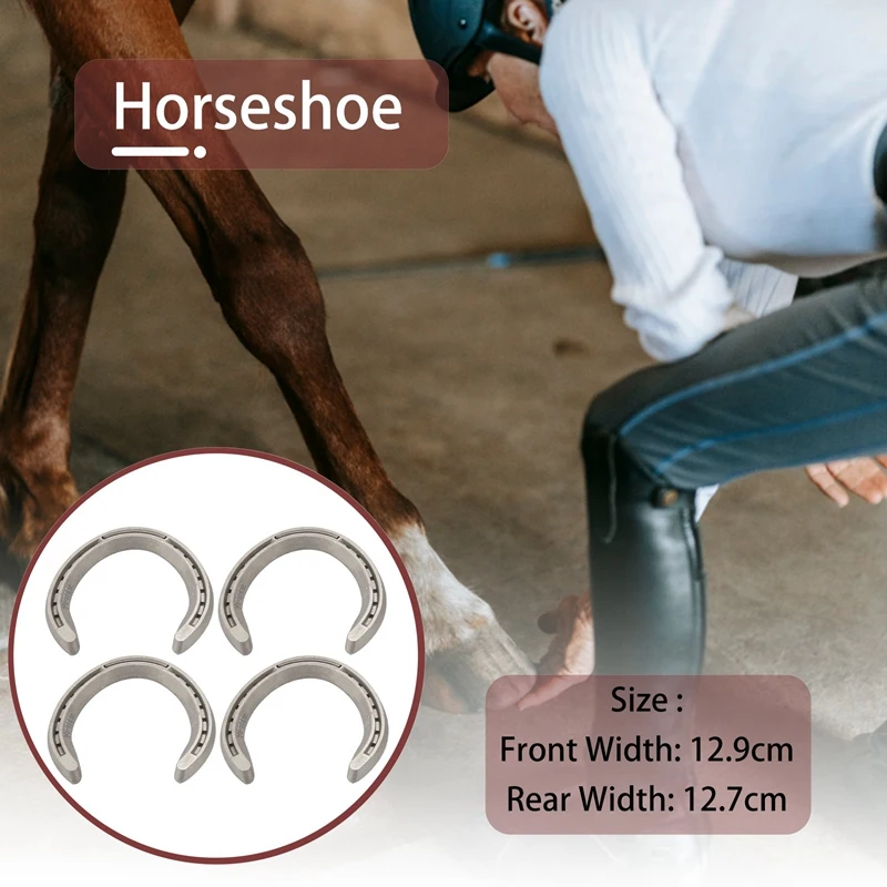 4Pcs Horse Equipment Aluminum Alloy Horseshoes 2 Front + 2 Rear Farrier Tools For Tournament Play