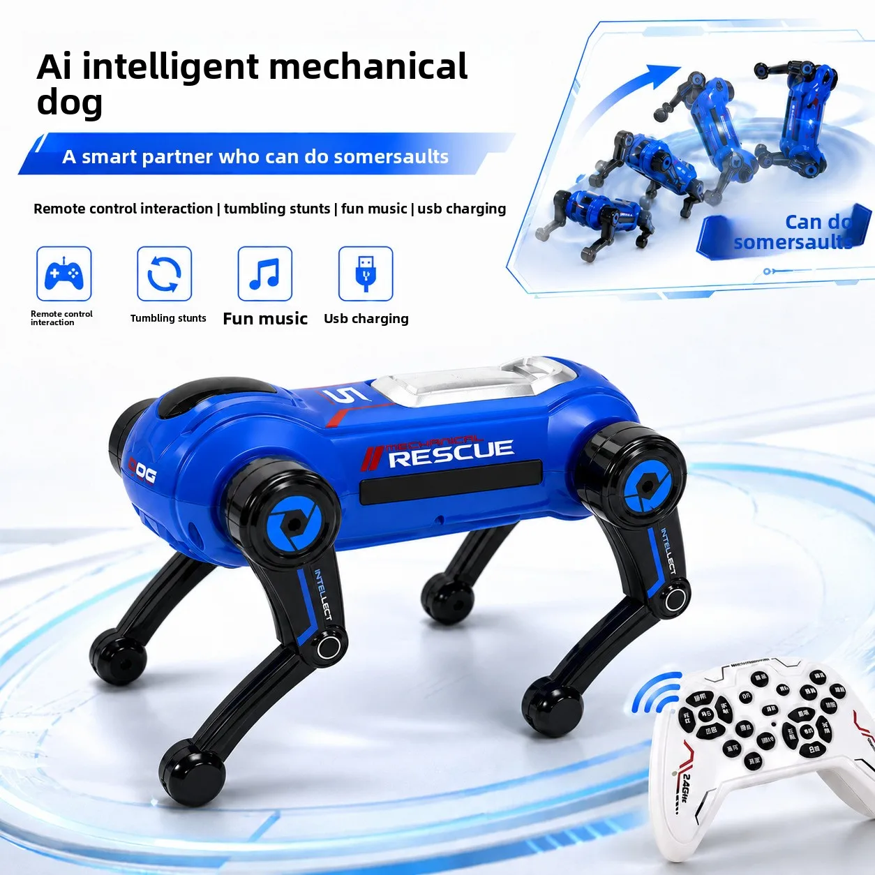 AI intelligent programming mechanical dog quadruped robot bionic intelligent voice-activated plastic electric boy STEM toy