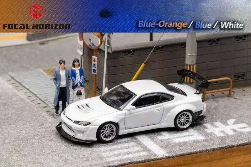 Focal Horizon FH 1:64 Silvia S15 Pandem Rocket Bunny FNF /WHITE /Blue Diecast Model Car