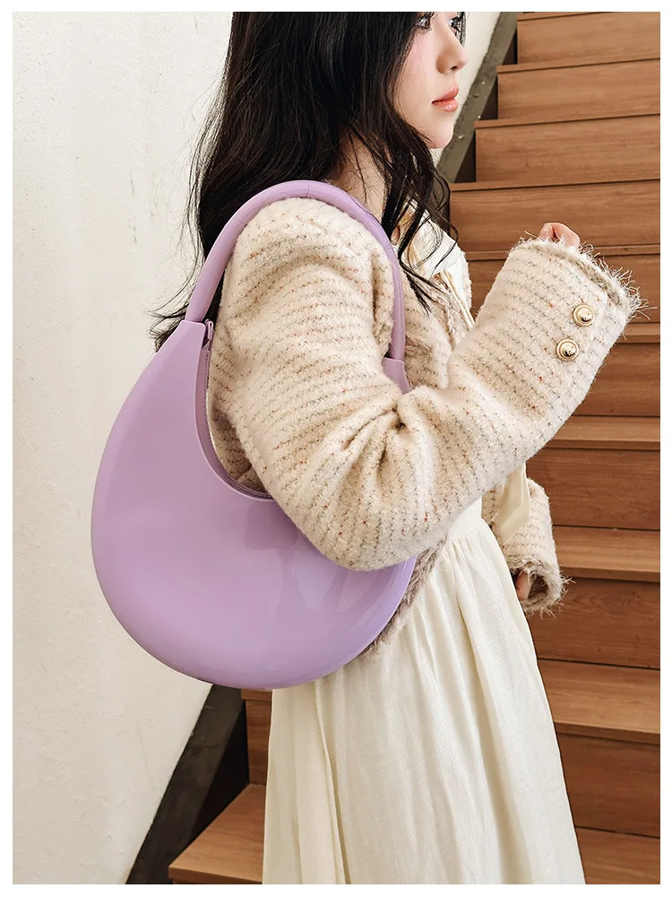 Women Bag Half Moon New Fashion Solid Soft PVC Designer Bags Luxury Shoulder Bag Handbag All-match