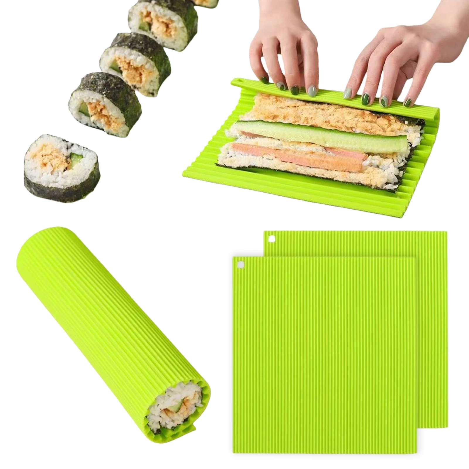 

Набор из 2 силиконовых ковриков для приготовления суши, антипригарные, для домашнего использования, для кухни и дома