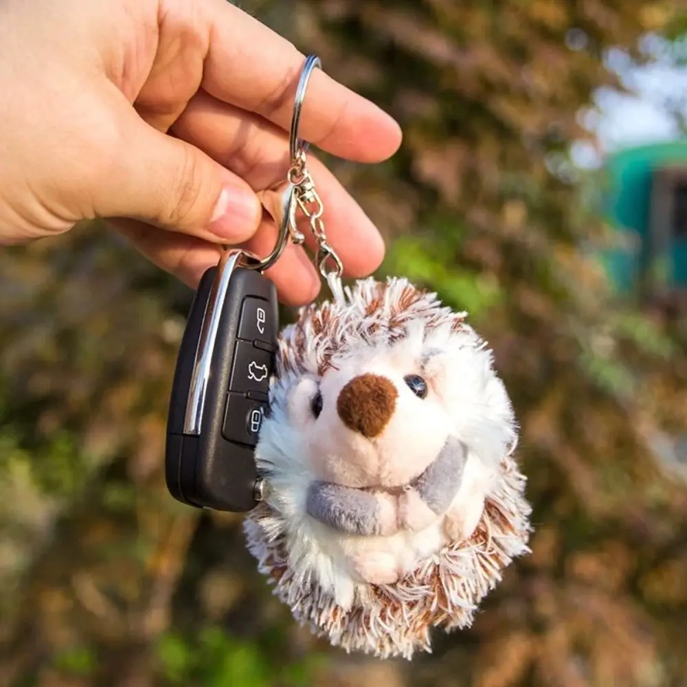 Cute Hedgehog Pattern Hedgehog Keychain Stuffed Animals Toys Flannel Plush Key Chain Alloy Handbag Keyring Bag Pendant Keyring