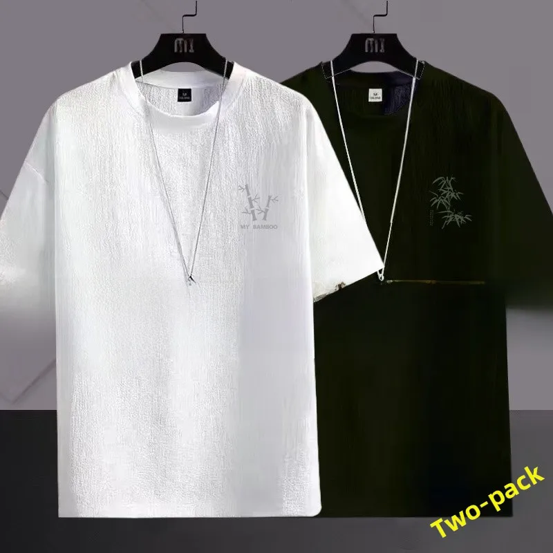 

Ice Silk Linen ort Sve T-irt Men's Summer Cotton Linen Qui Dry Loose Top f Sve Body T-irt Cool Feeling