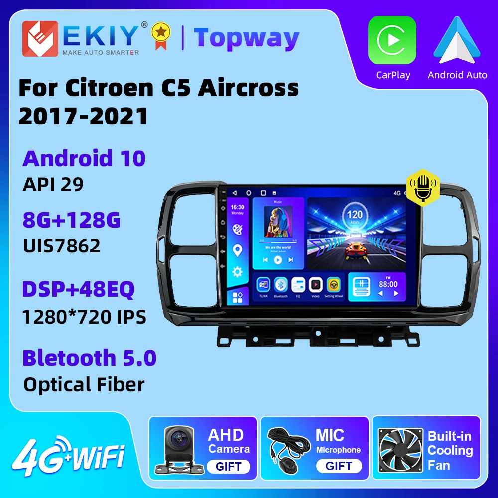 EKIY Android 10 Car Radio Player For  Citroen C5 Aircross 2017-20214G WIFI Carplay DSP Car Radio GPS Navigation DVD Player