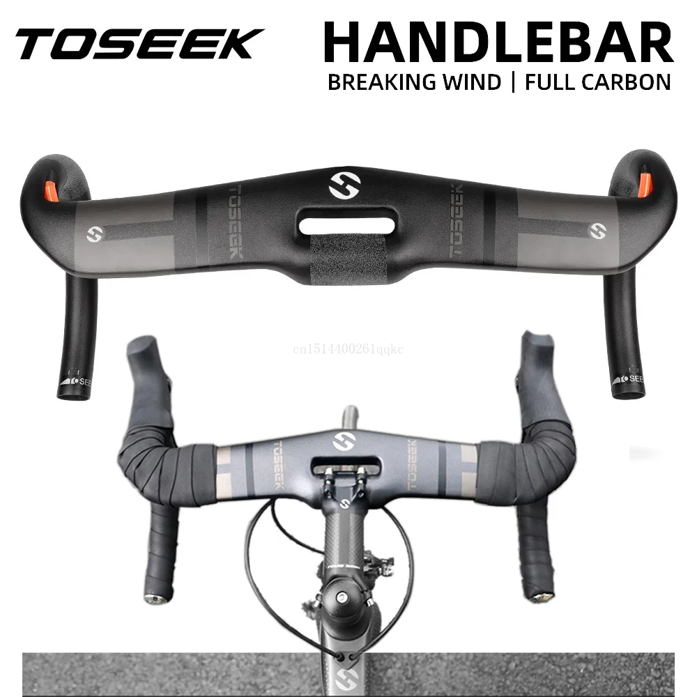 TOSEEK Ultralight Road Bike Carbon Fiber Bicycle Handlebar Carbon 300g Road Bend Handlebar Inner Cable 400/420/440mm Bike Parts