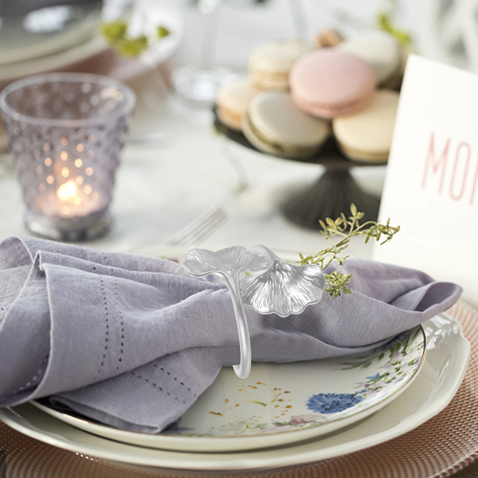 

4 Pcs Napkin Rings Party Buckle Ginkgo Leaves Holder Elegant Silver Holders Banquet