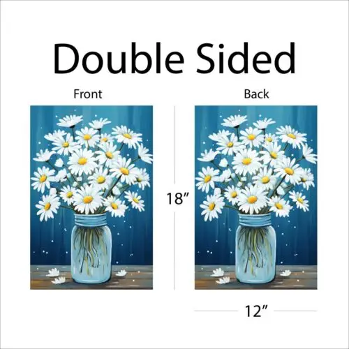 Garden Flag 12x18 Double Sided Waterproof Vinyl Banner Material Flowers Daisy