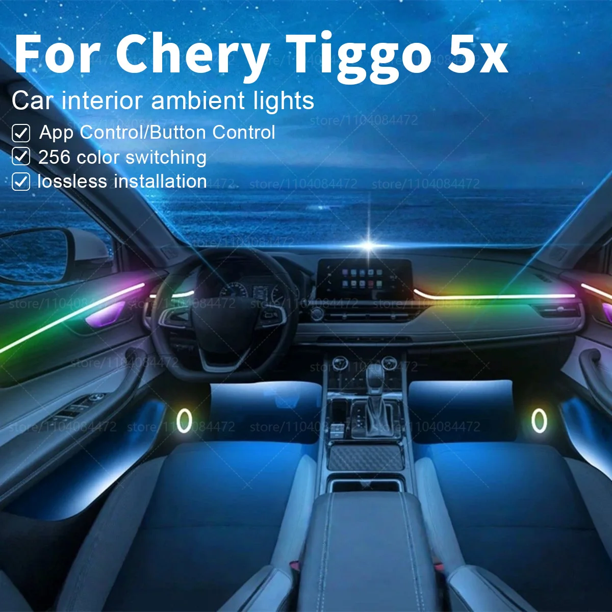 

For Chery Tiggo 5x 22in1 RGB Car Interior Acrylic Car Ambient Lights RGB Hidden Acrylic Strip Decoration Atmosphere Accessories