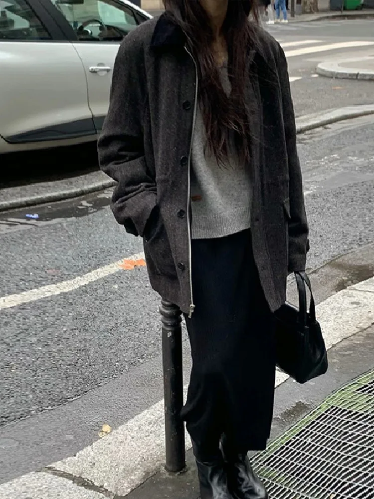 

East Gate Color Blo шерстяное пальто женское винтажное свободное утягивающее платье средней длины из овчины Thi зимняя верхняя одежда