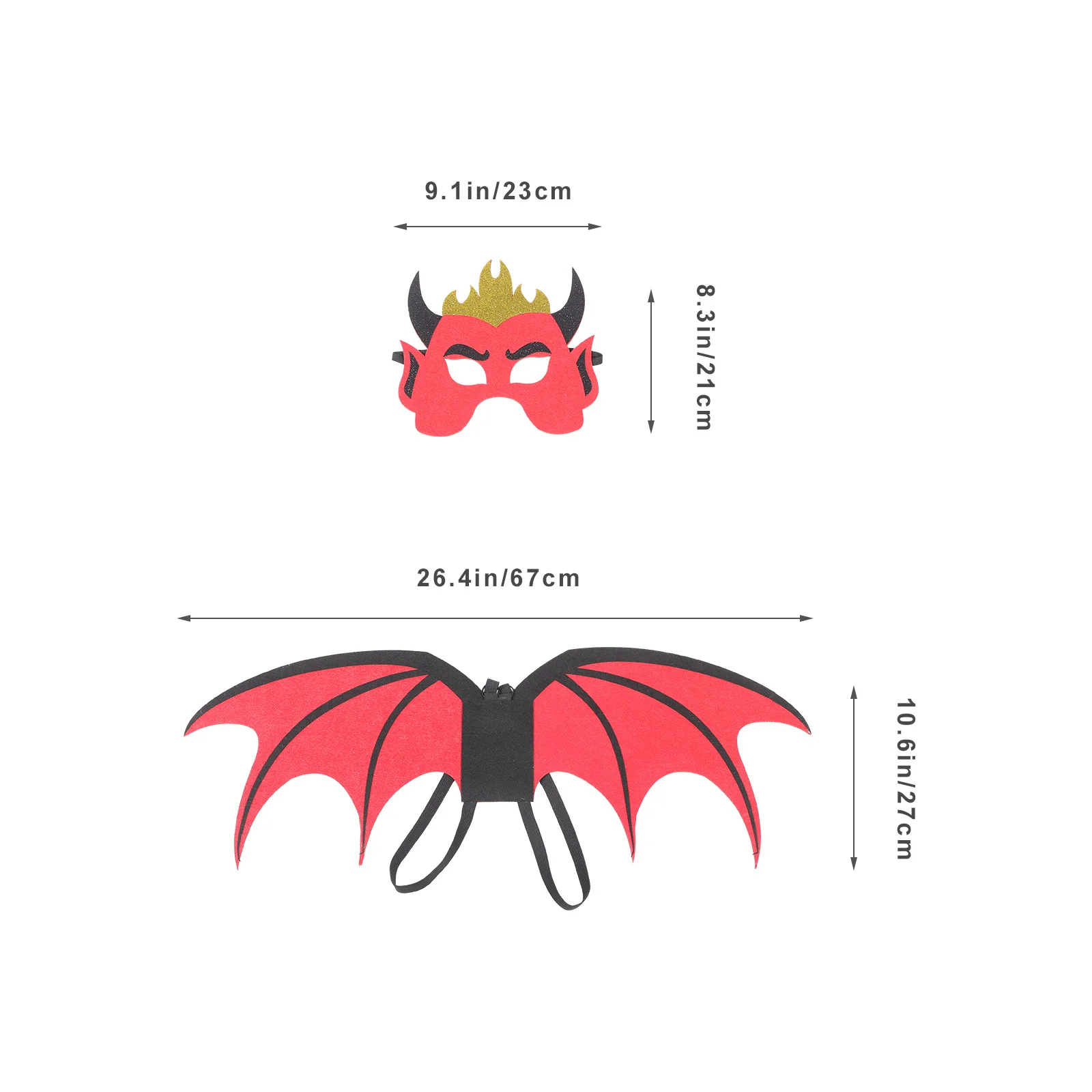 1Set Halloween Devil Wing Mask Costume Set Cosplay Prop Party Accessories Devil Horns Cosplay Wings Halloween Decoration