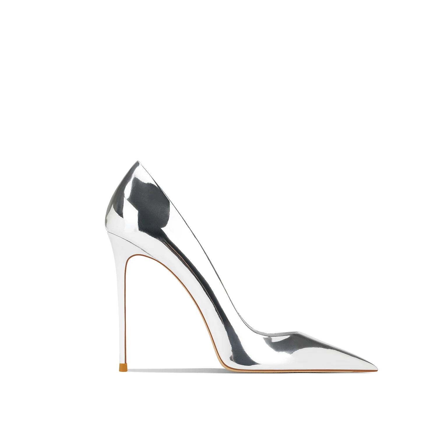 2025 New Single Shoes High Heels Women's Thin Heels Light Mouth Gold Pointed Versatile Women's Shoes