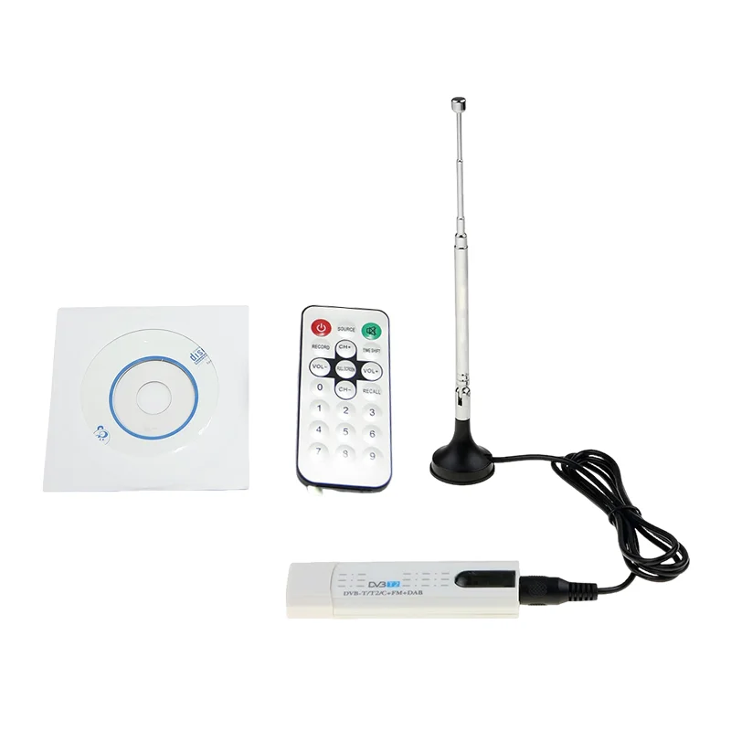 

USB DVB-T2 Digital Satellite DVB T2 TV Stick Tuner with Antenna Receiver Remote HDTV for DVB-T DVB-C+FM+DAB+SDRPC