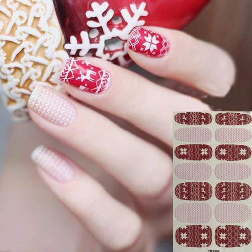 Imagen 2 del producto Pegatina autoadhesiva para uñas de cobertura completa de Navidad, calcomanías DIY para decoración de manicura, prensa de salón en uñas postizas