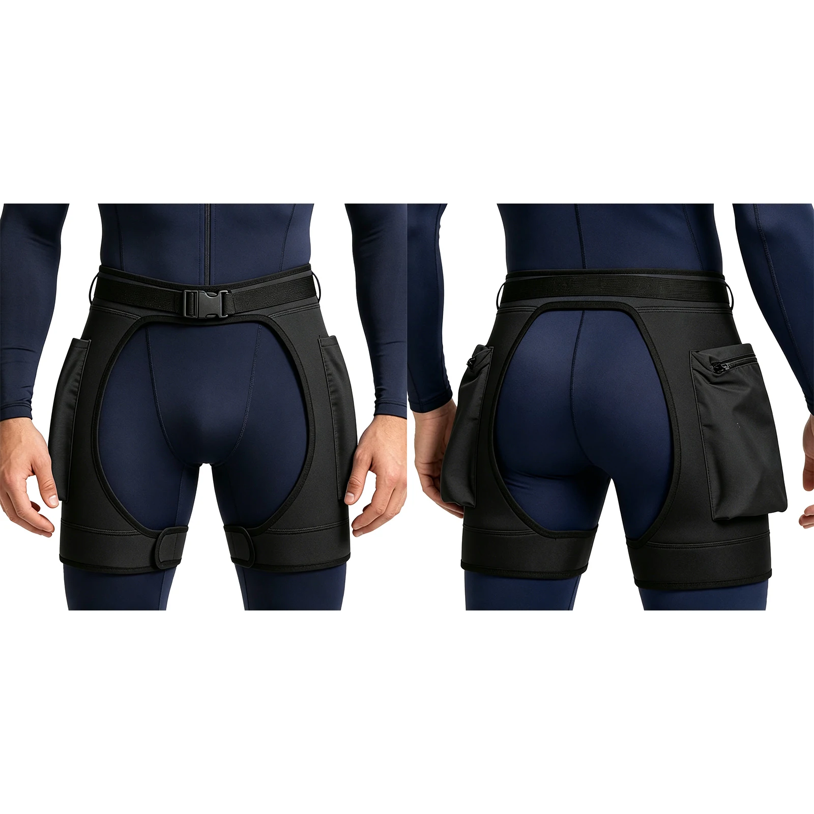 

Men Women Wetsuit Scuba Diving Shorts Adjustable Waist Open Crotch Stretch Short Pants with Buckle Belt for Beach Pool Party