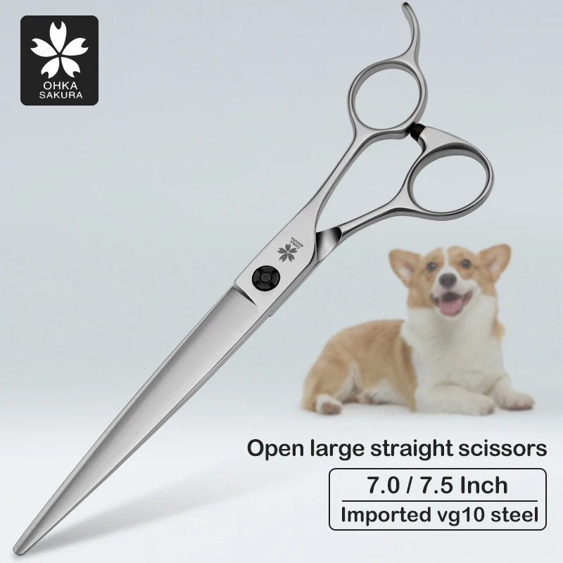 Professional Large Cut Pet Straight Scissors For Pet Shop 7.5-Inch Imported Vg10 Hairdressing Scissors For Pet Beautician