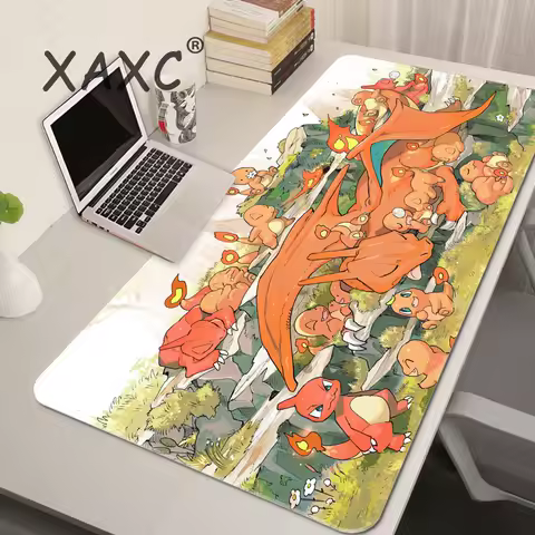 Fiery Dragon Mouse Pad Laptop Japan Anime Gaming Keyboard Rug PC P-pokemon C-charizard Mousepad XL Kawaii Extended Desk Play Mat