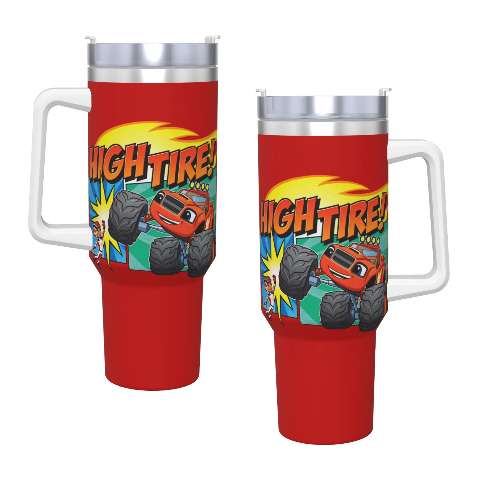 B-Blaze and the Monster M-Machines Stainless Steel Tumbler  Beach Coffee Mug With Straws Large Capacity Cold Drink Mugs Cup,