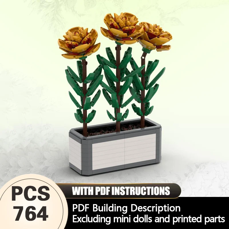 

Creators Plant Series Model MOC Building Bricks Yellow Marigolds Modular Technology Gifts Holiday Assemble Children Toys Suit