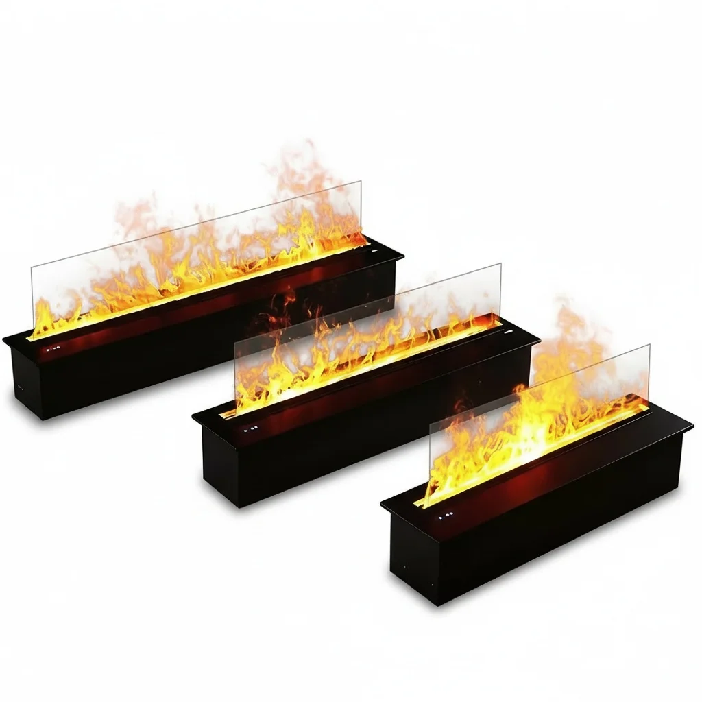 

Electric Fireplace Insert, 1200mm Stainless Steel 3D Water Vapor Fireplace, LED Flame, Remote Control Atomizing Steam Fireplace