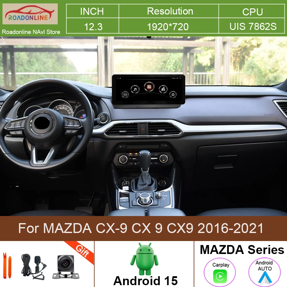 

12.3 Inch Android 15 Car Radio For MAZDA CX-9 CX 9 CX9 2016-2021 Multimedia Video Player Navigation GPS 4G Wireless Carplay