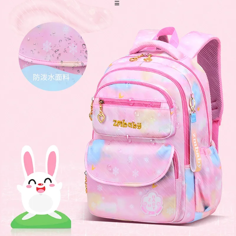 Mochila escolar de gran capacidad resistente al desgaste para estudiantes de primaria, mochila ligera impermeable para niños, bolso de hombro con gradiente de cielo estrellado