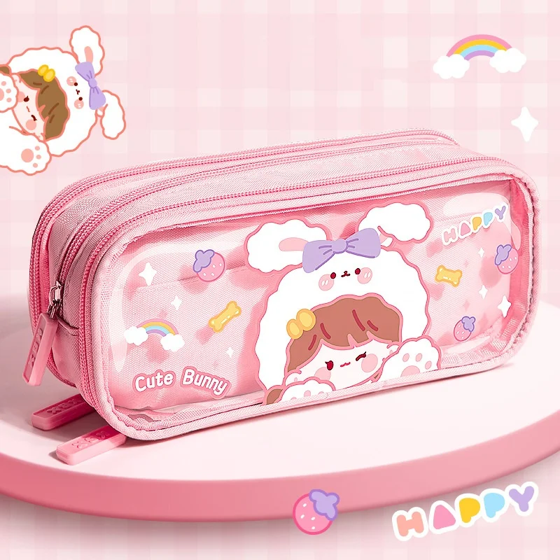 Cartoon Cute Stationery Pencil Box Case Canvas For Elementary School Students For Girls With High Appearance And Super Large Cap