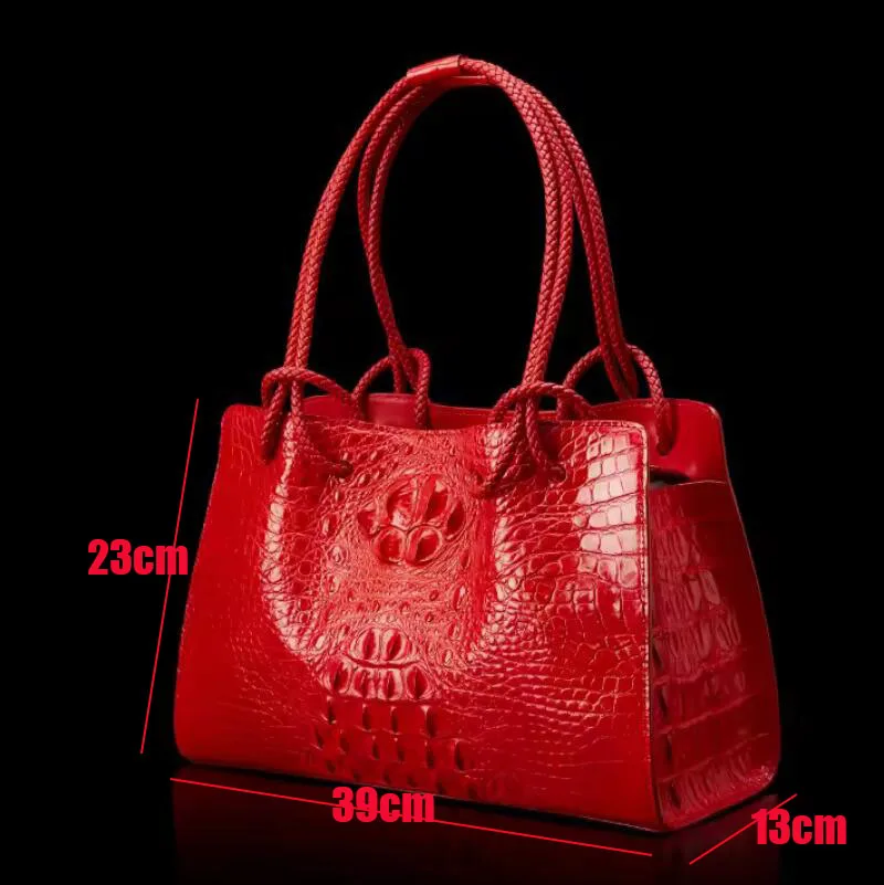 

Luxurious leather ladies' handbag-red crocodile pattern ladies' bag-fashionable travel portable shoulder bag - underarm bag