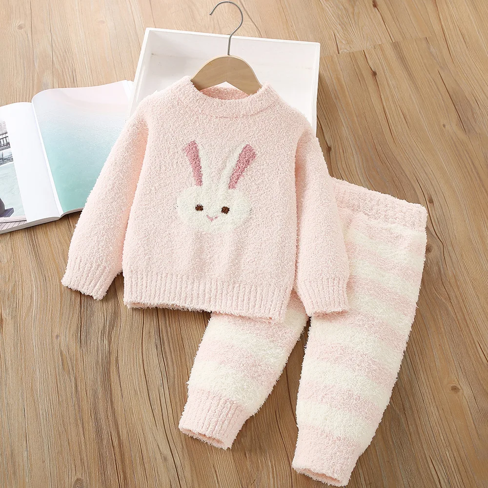 

Girls Knitted Clothes Sets Spring Autumn Children Woolen Jersey Sweaters Tops Pants 2pcs Cute Suit For Baby Girl Outfits Kids 6Y