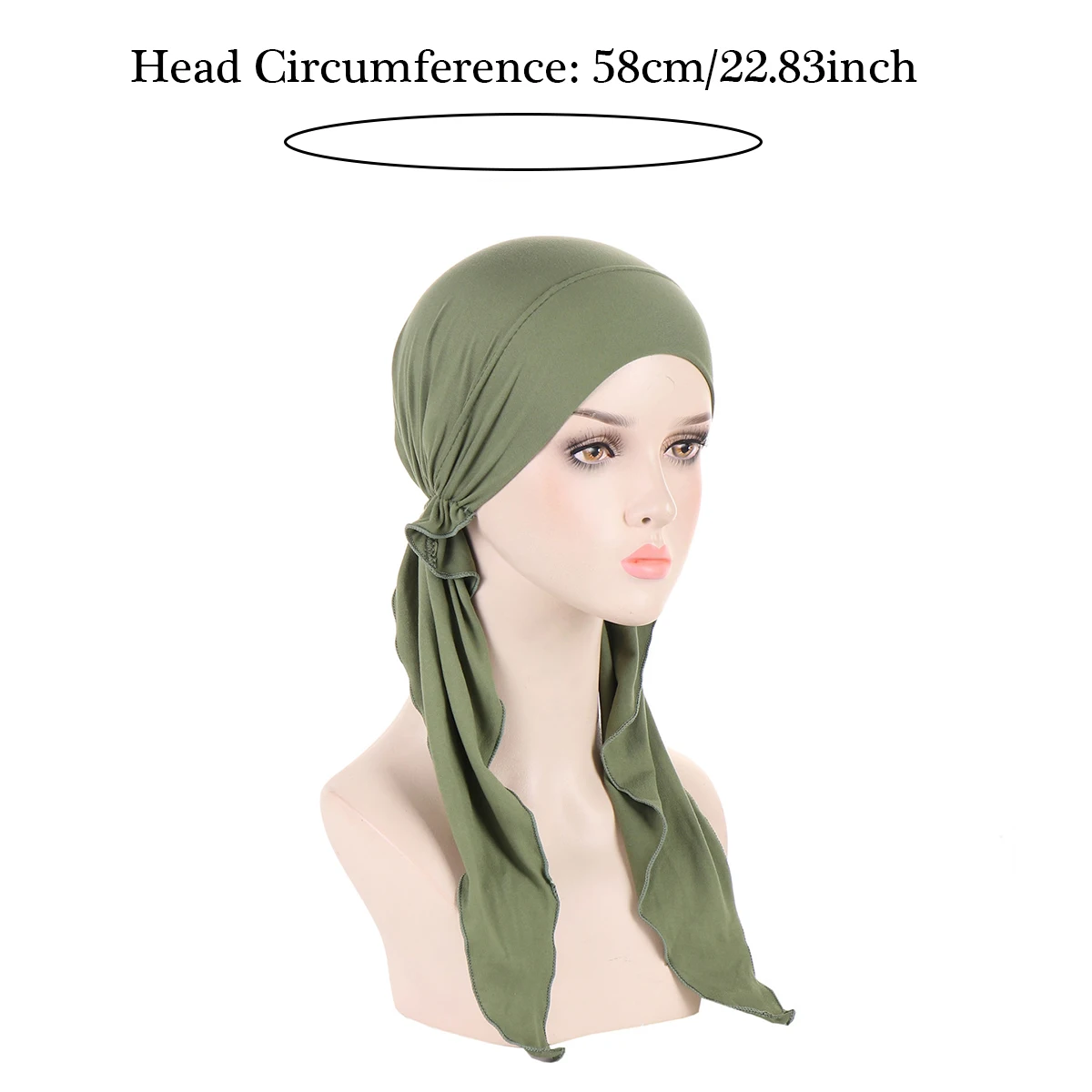 Ramadan Women Muslim Hijab Caps Wrap Head Soft Elastic Long Tail Turban Bonnet Fashion Print Headdress Wearable