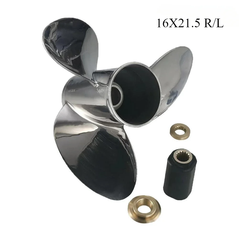 16X21 1/2 R/L Stainless Steel Prop 3 Blades 15 Tooth SPLINE Outboard Propellers Interchangeable for 150-300HP Marine Accessories