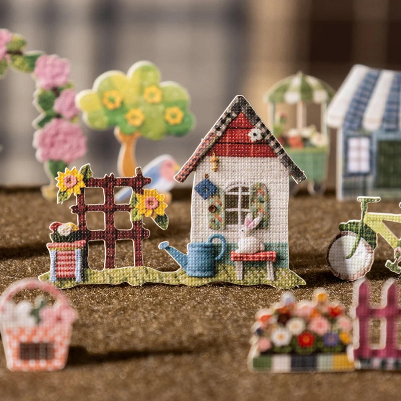 

30pcs Patchwork Town Series Vintage Life House Flower Landscape Sticker Creative DIY Journal Material Collage Stationery