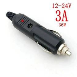 Cigarette lighter socket car powered cigarette plug 12-24V 3A fuse plug connector red LED charging cable adapter