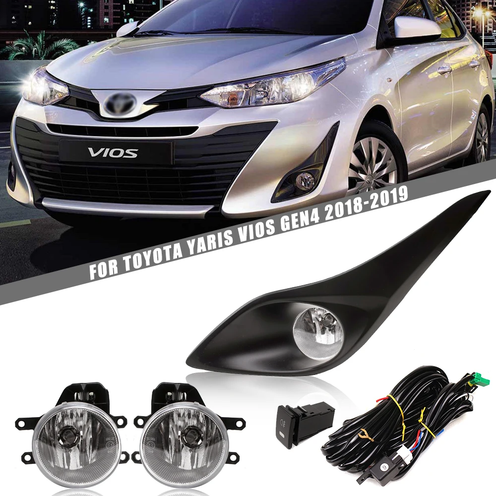 Front Bumper Fog Lamp Upgrade Kit For TOYOTA YARIS VIOS GEN4 2018-2019 Version Additional Foglight Set Switch + Wiring