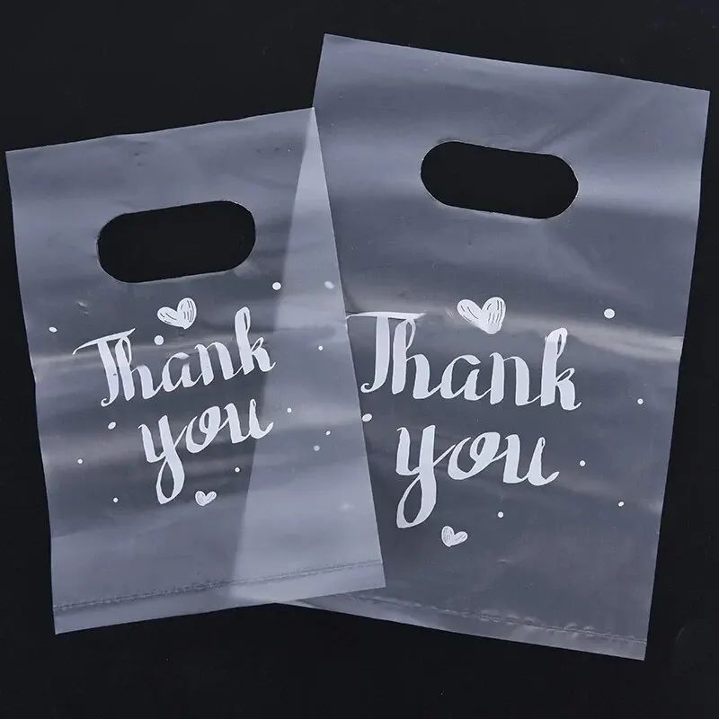 100pcs Thank You Bag Gift Plastic Shopping Bag Tote Bag Bag Birthday Wedding Party Favors Candy Cookie Wrappers Bag