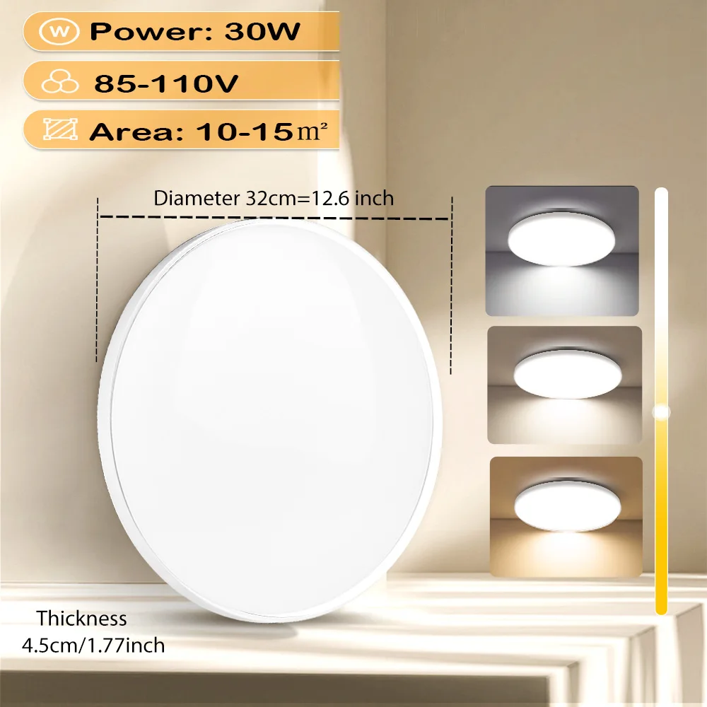 LANGYUE Super wasserdichte LED-Deckenleuchte, Badezimmerbeleuchtung, 30 W, Wandleuchte, LED-Licht für Küche, Schlafzimmer, ultradünne Deckenleuchte 4
