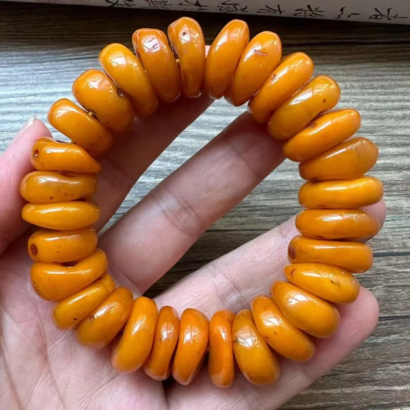Second-generation Tibetan Old Beeswax Bracelet Men's Resin Bucket Beads Ethnic Style Jewelry