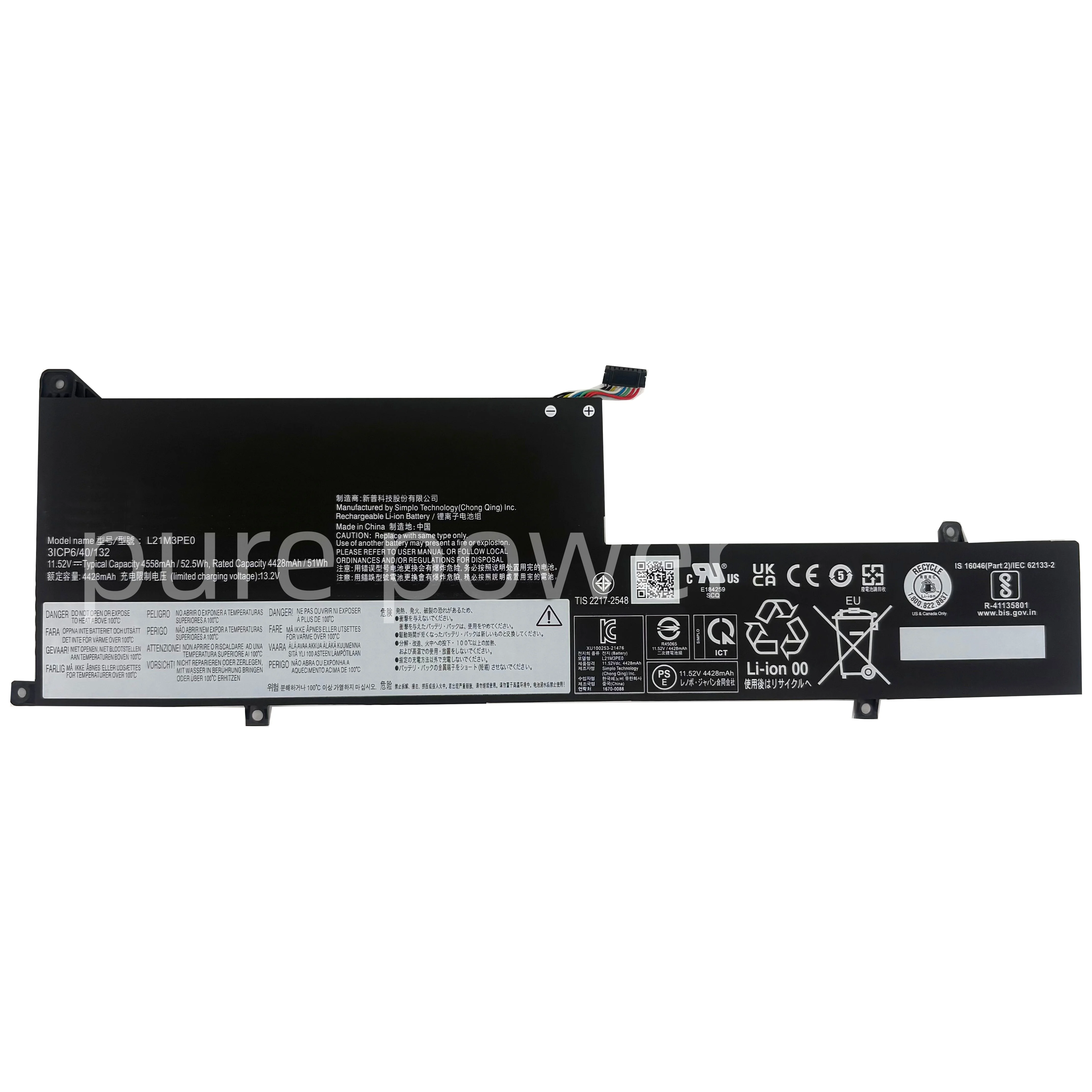 New Laptop Battery L21M3PE0 11.52V 52.5WH 4558mAh High Quality For Lenovo IdeaPad Flex 5 14IAU7 14ALC7 14IRU8