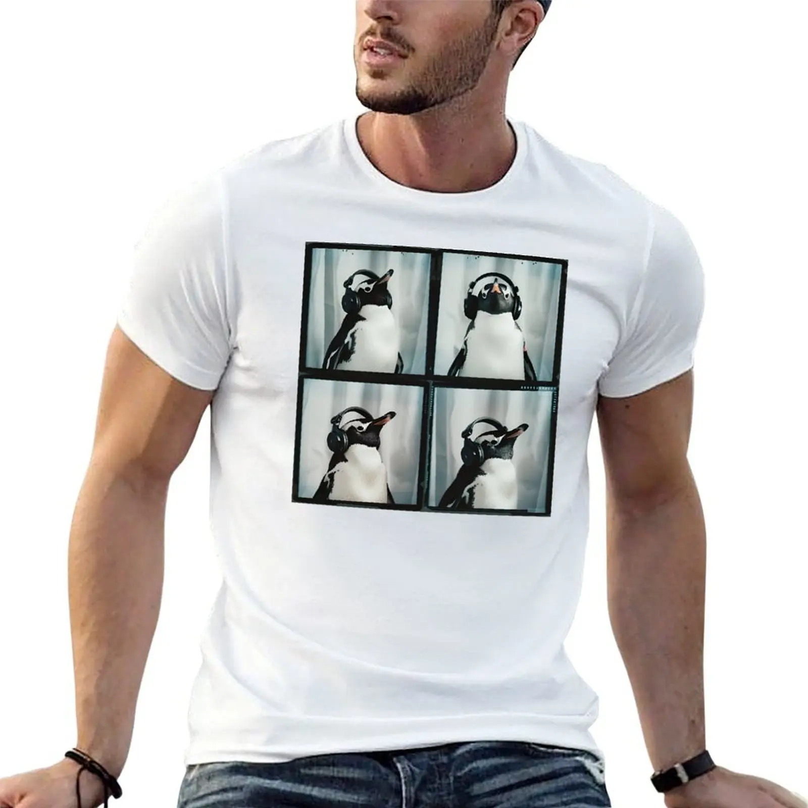 

Funny Penguin Photobooth Penguin Wearing Headphones T-Shirt essential t shirt man t shirt designer T-Shirt