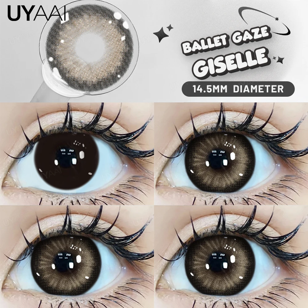UYAAI Schwarze Linsen mit großem Durchmesser, 14,2-14,5 mm, farbige Kontaktlinsen für die Augen, große Augenlinsen, natürliche braune Linsen – Detail 11
