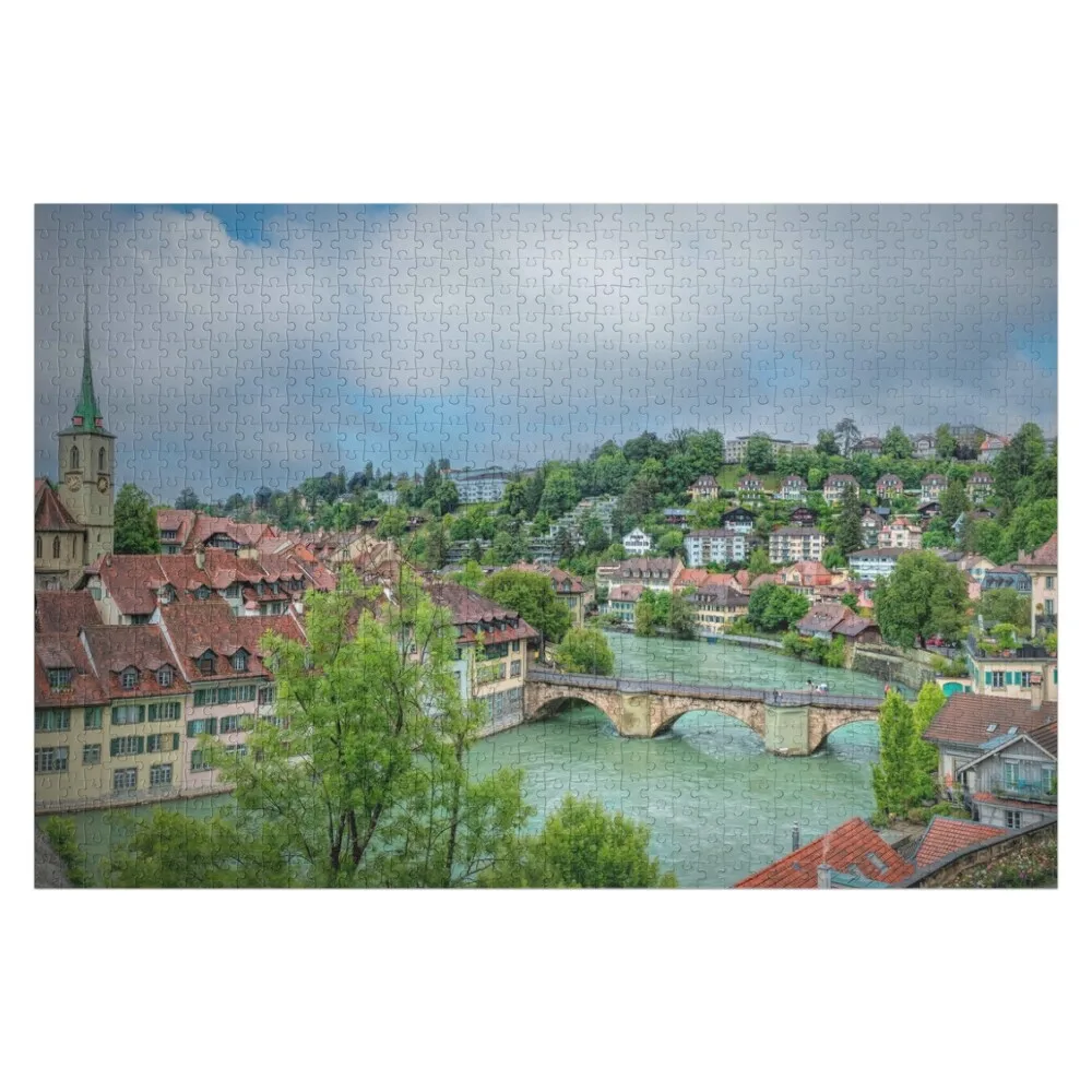 Bern and the River Aare Jigsaw Puzzle Custom Photo Wooden Name Custom Personalized Personalized Gifts Jigsaw Custom Puzzle