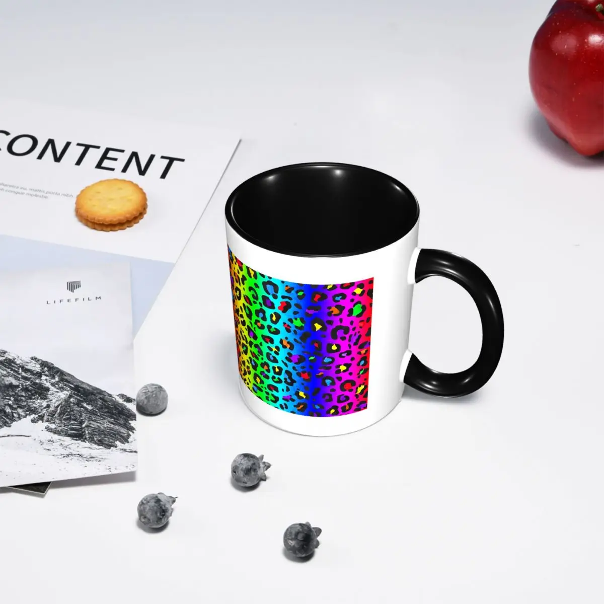 Double Rainbow Leopard Print All Over Animal Pattern Mug Funny Ceramic Coffee Cups Tea Mugs Milk Cup Drinkware Gift for Friends