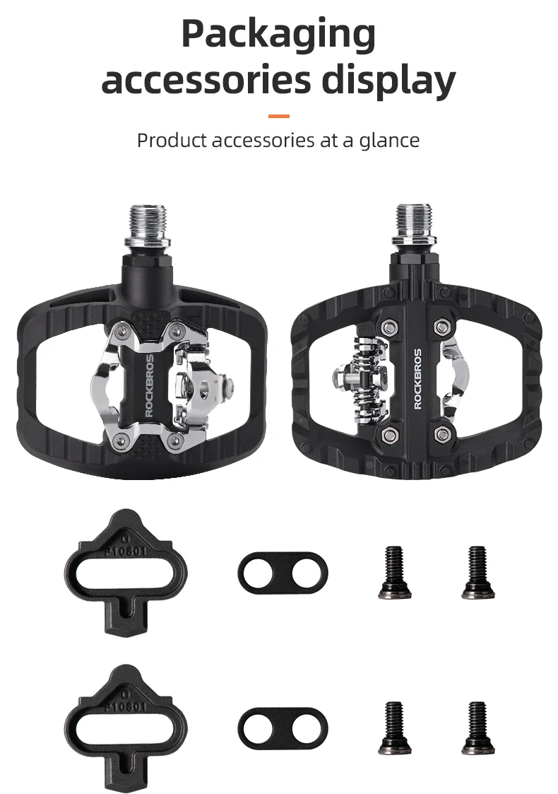 ROCKBROS MTB Fahrradpedale 2-in-1 Flach-/Klickpedal Mountainbike Rutschfeste Kraftsparende Nylonpedale Wasserdichte Gedichtete Lager – Detail 13