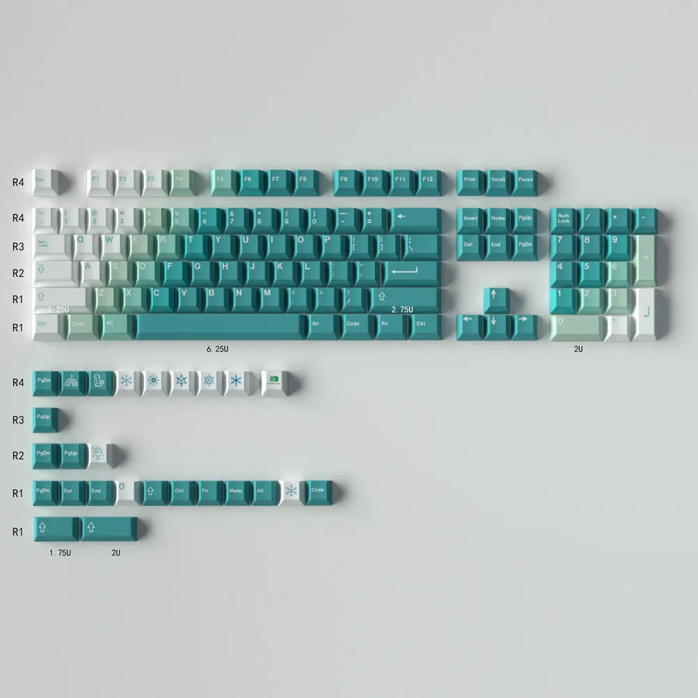 Keycaps de tema gradiente para teclado mecânico, conjunto completo, branco, verde, rosa, PBT, térmico, sublimação, 61, 68, 75, 87, 104, 108