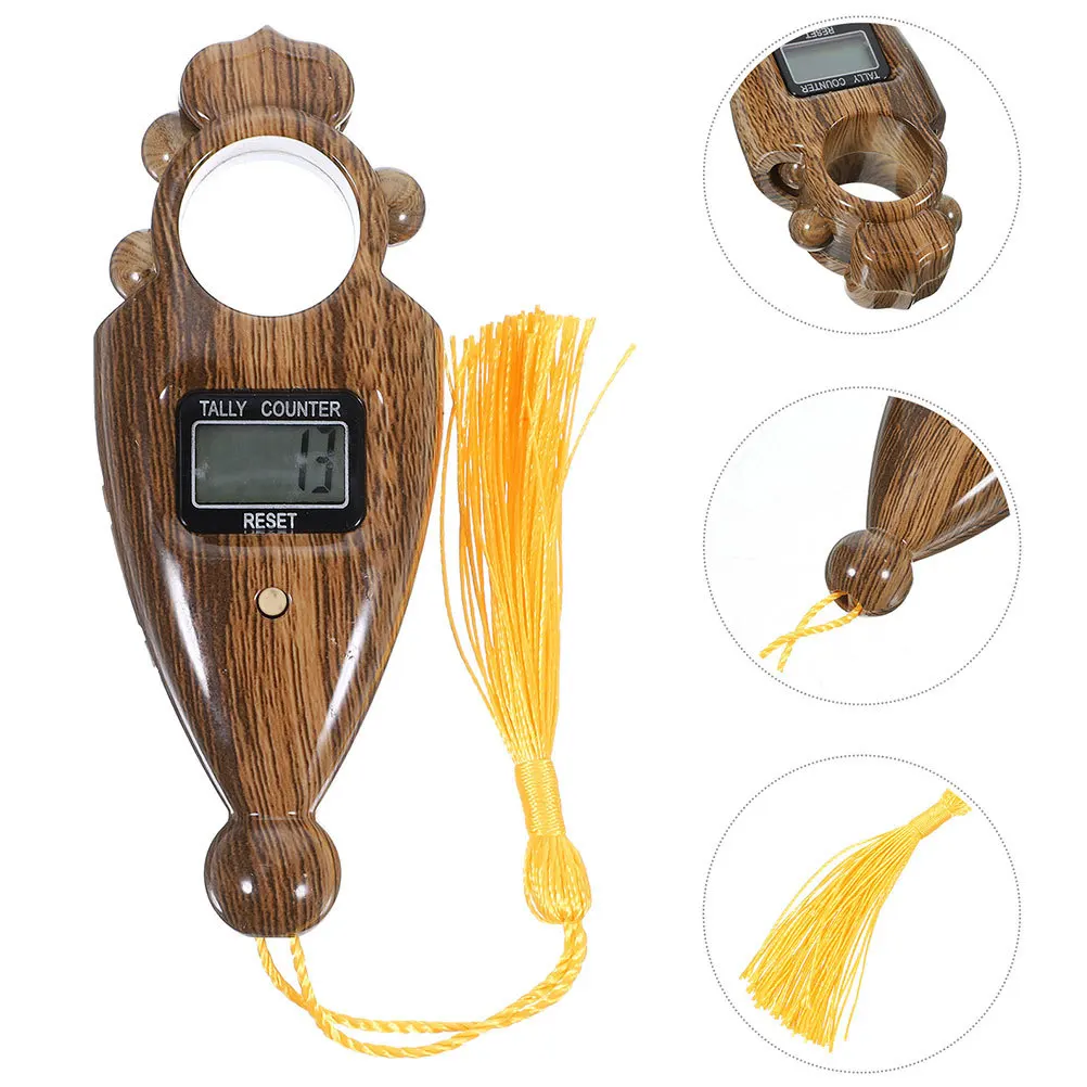 

2Pcs LED Digital Finger Counter Buddhist Prayer Beads Machine Wood Grain Stylish Design Reliable Performance Counter